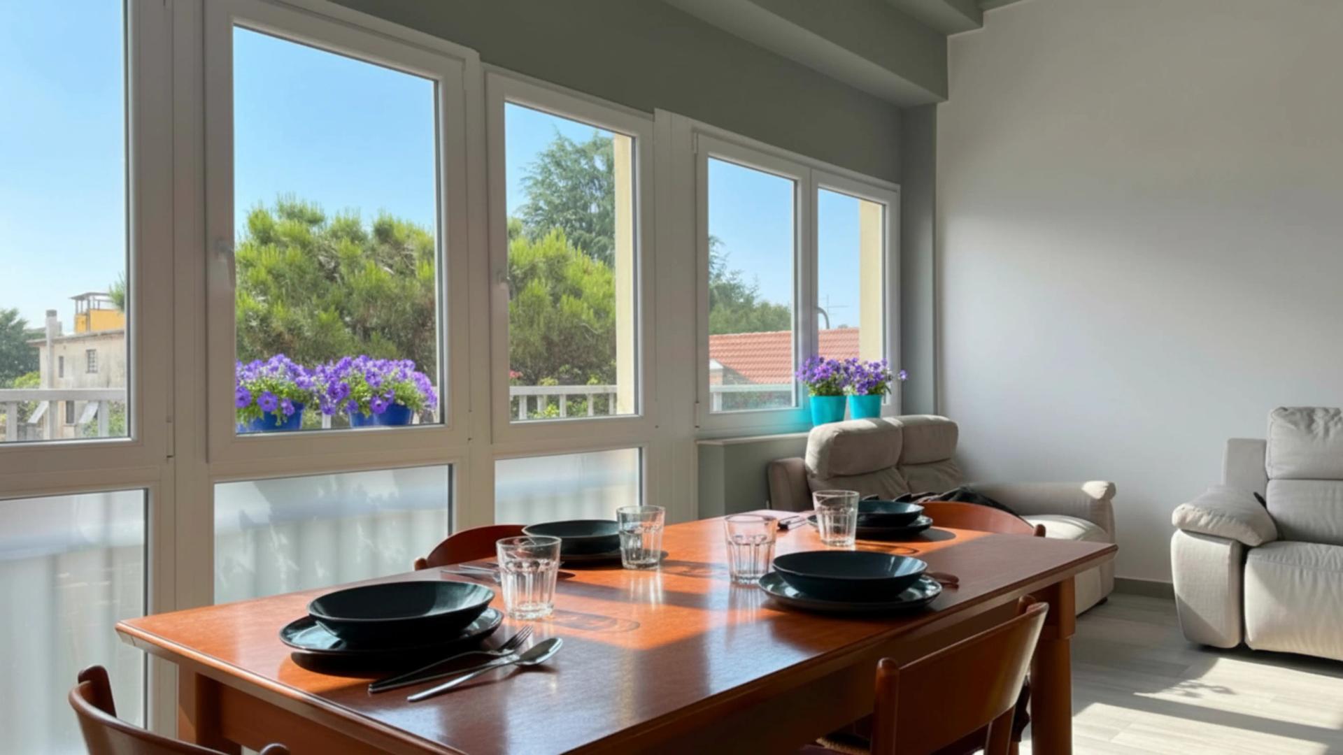 Sala pranzo Residence V.G — apparecchiata e luminosa